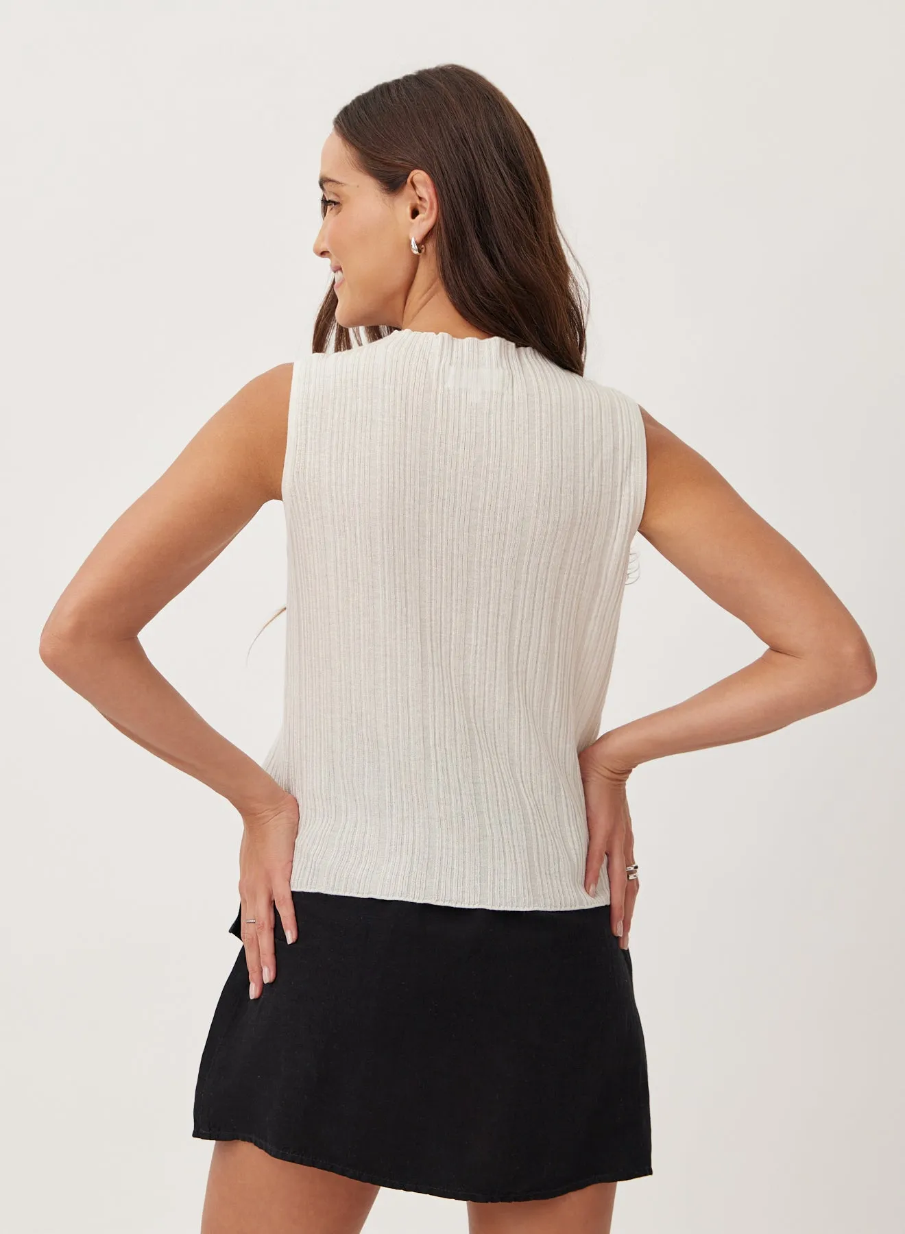Texture Ribbed Mock Neck Top - Off White sold by Bella Dahl product image thumbnail 3