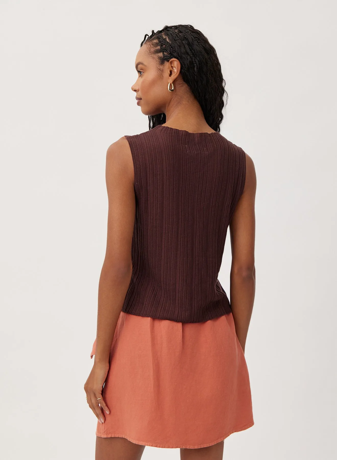 Texture Ribbed Mock Neck Top - Casablanca Brown sold by Bella Dahl product image thumbnail 3