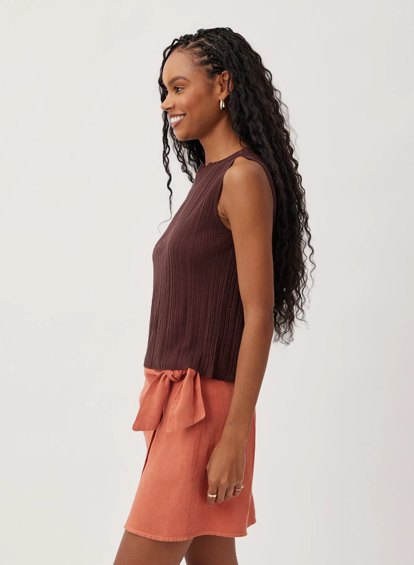 Texture Ribbed Mock Neck Top - Casablanca Brown sold by Bella Dahl product image thumbnail 2