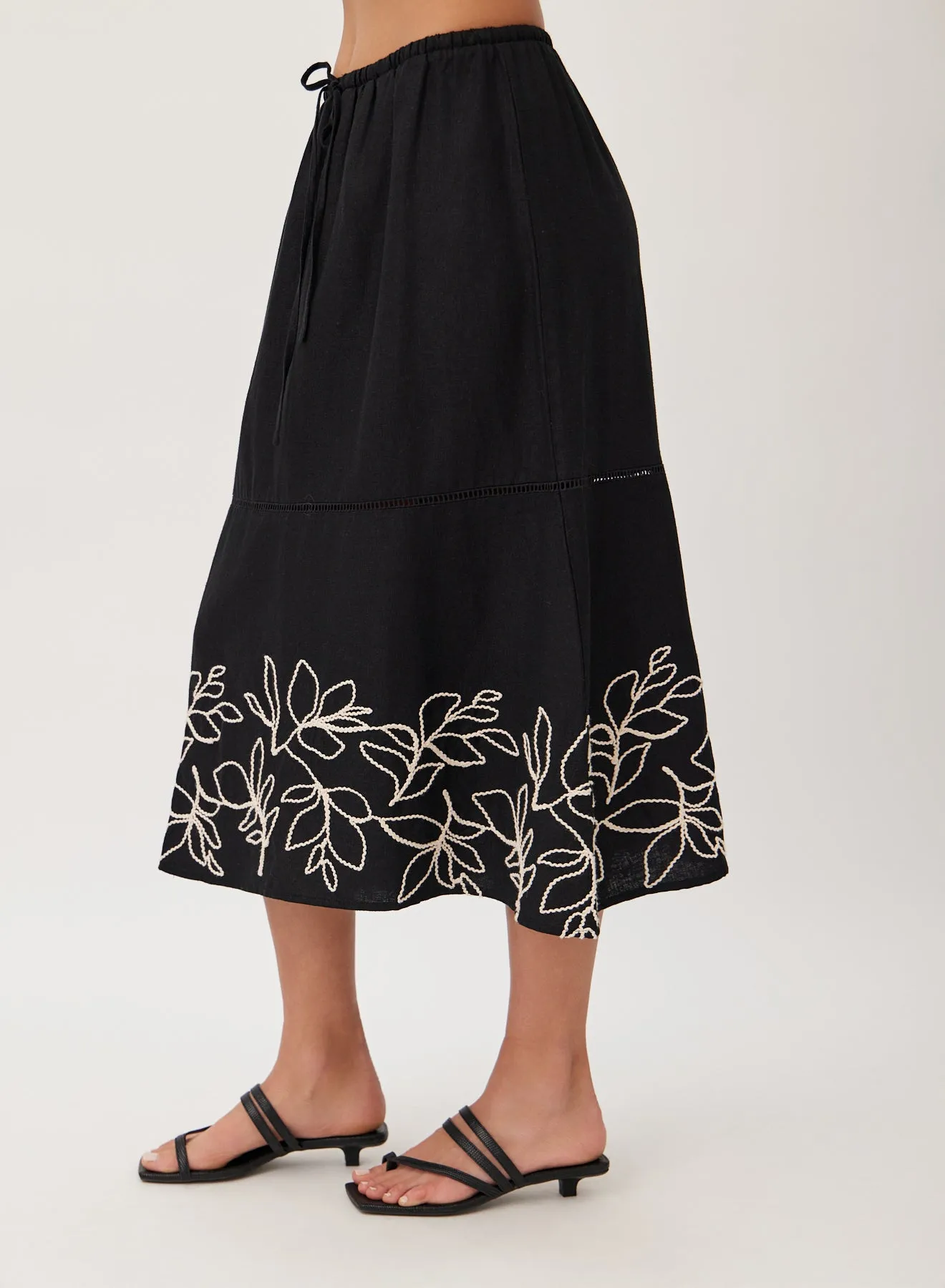 Ladder Trim Midi Skirt - Black sold by Bella Dahl product image thumbnail 4