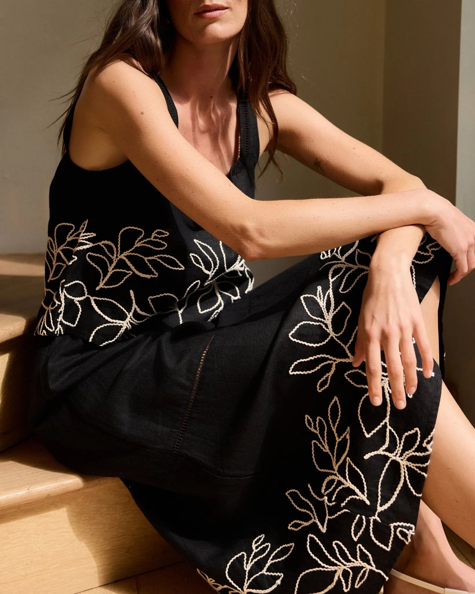 Ladder Trim Midi Skirt - Black sold by Bella Dahl