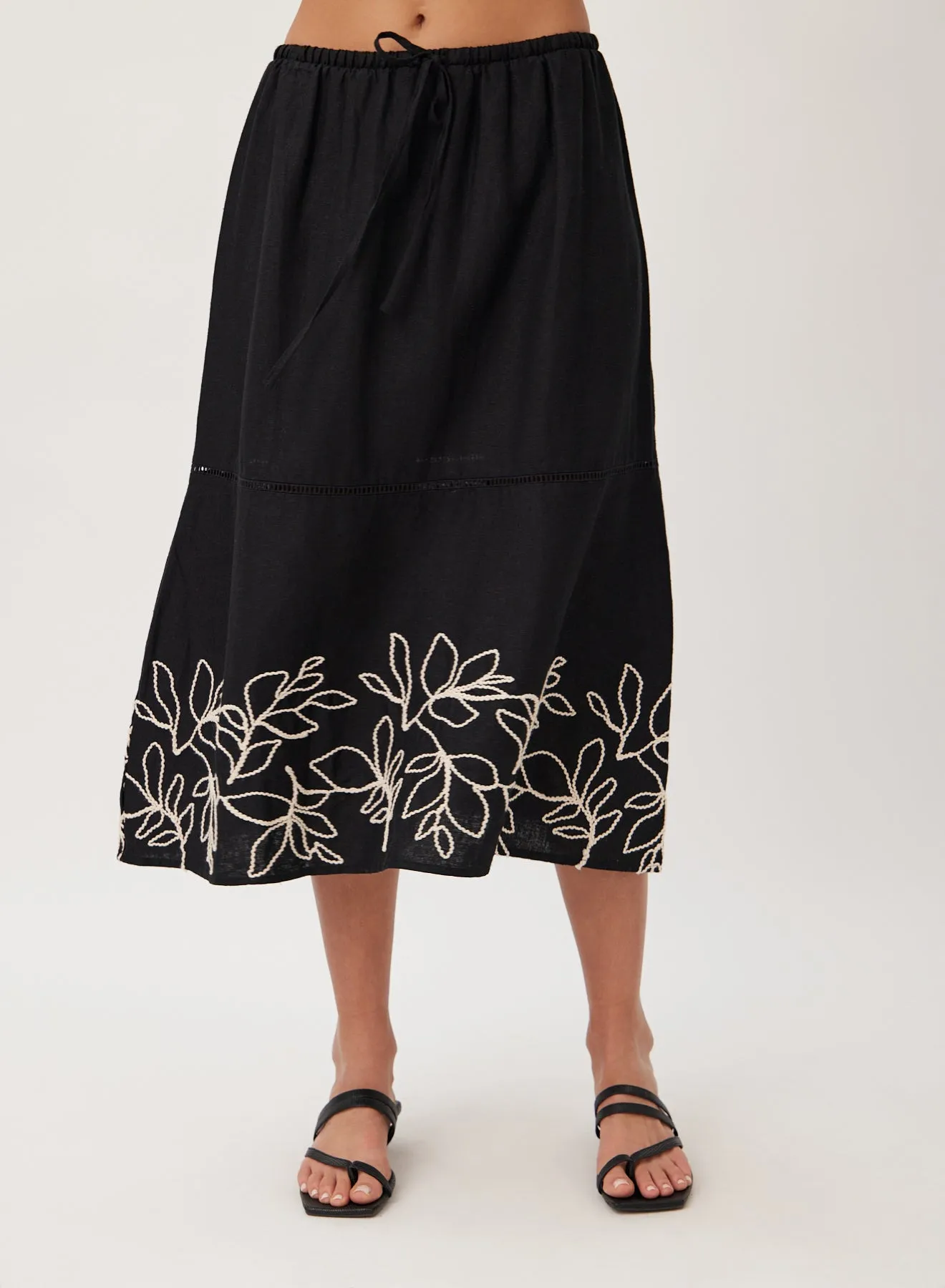 Ladder Trim Midi Skirt - Black sold by Bella Dahl product image thumbnail 2