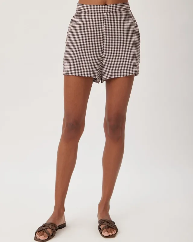 Clean Front Short - Brown Micro Gingham sold by Bella Dahl