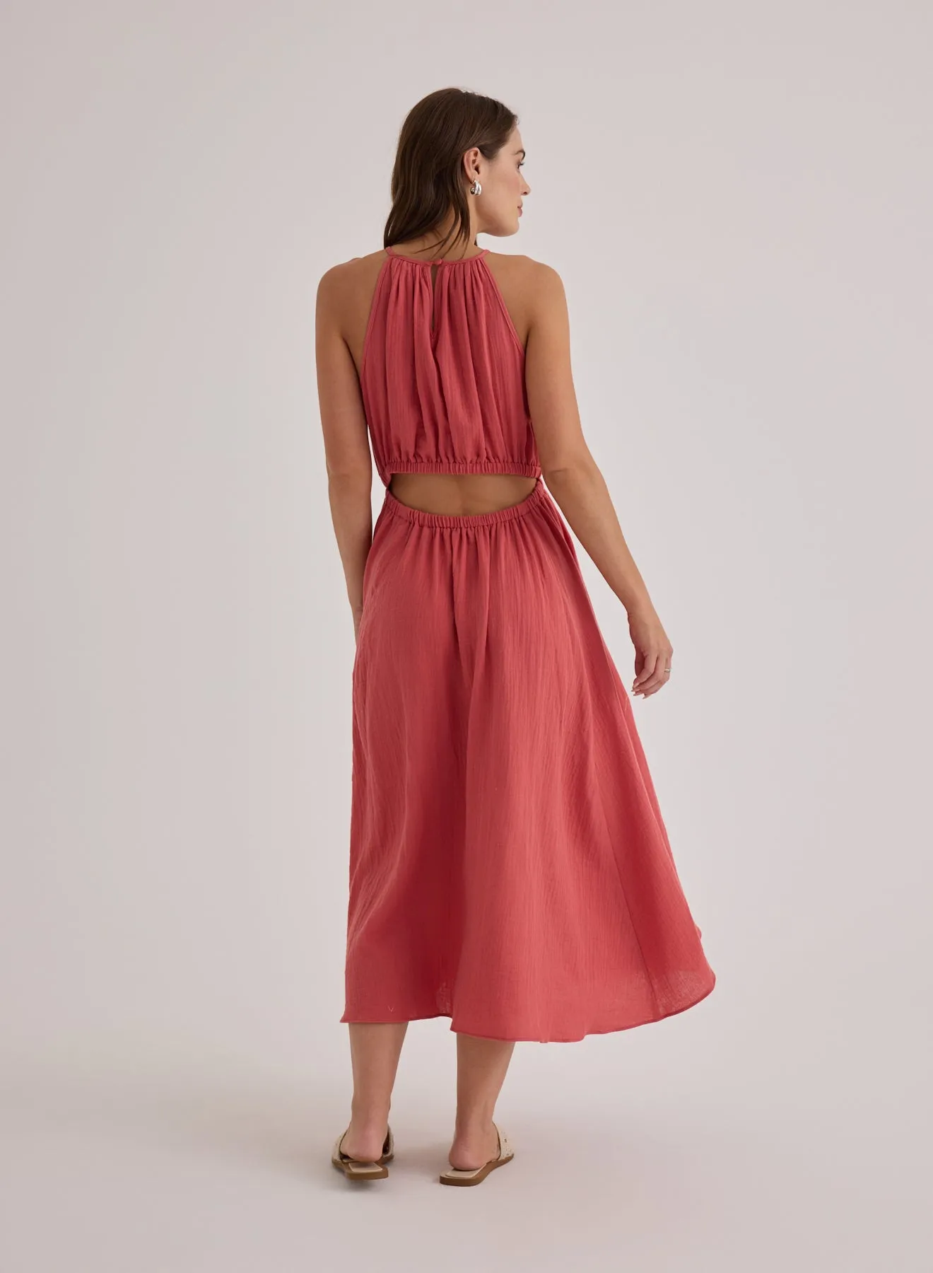 Cut Out Back Midi Halter Dress - Cherry Rose sold by Bella Dahl product image thumbnail 3
