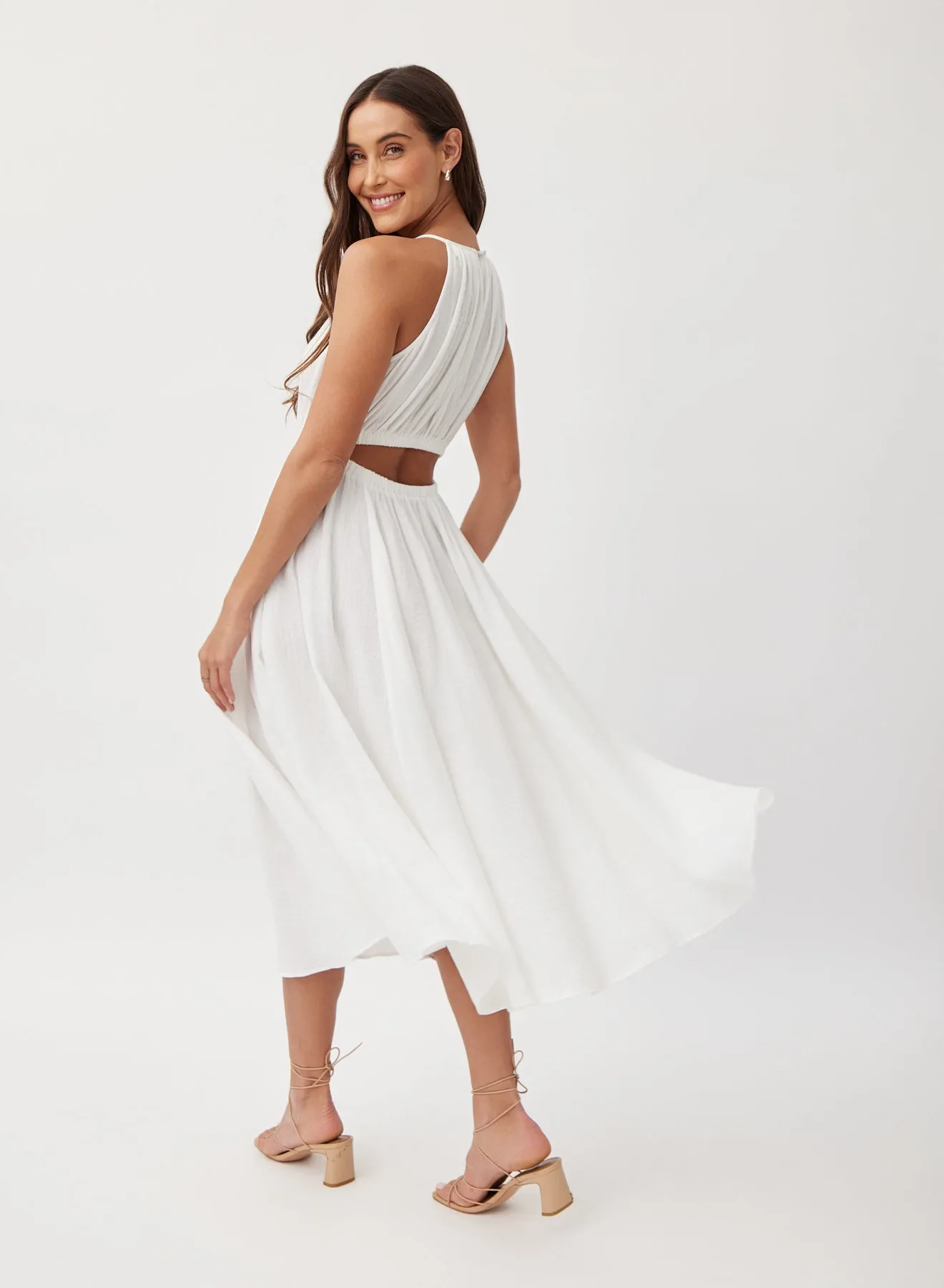 Cut Out Back Midi Halter Dress - White sold by Bella Dahl product image thumbnail 4