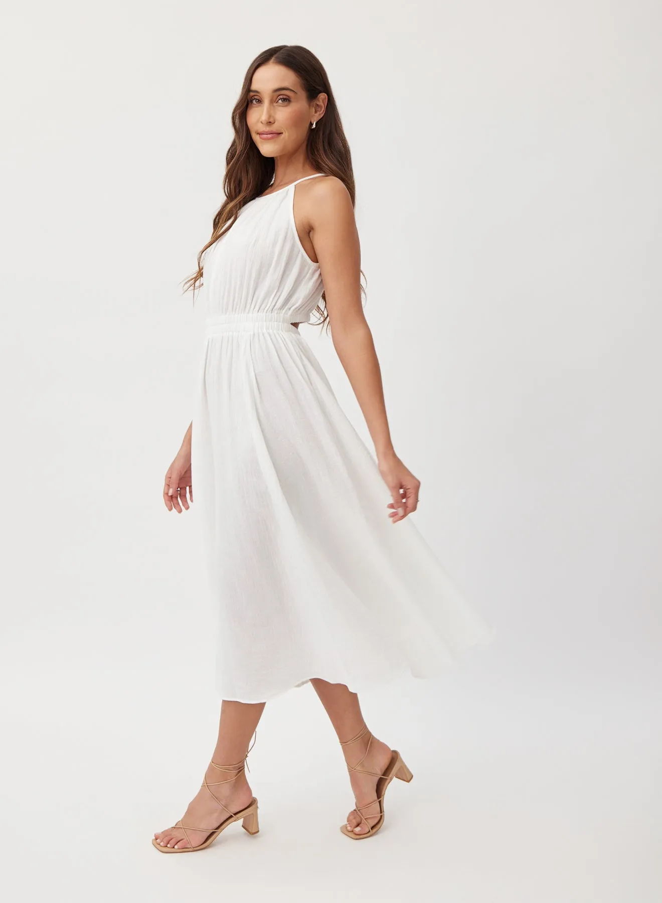 Cut Out Back Midi Halter Dress - White sold by Bella Dahl product image thumbnail 3