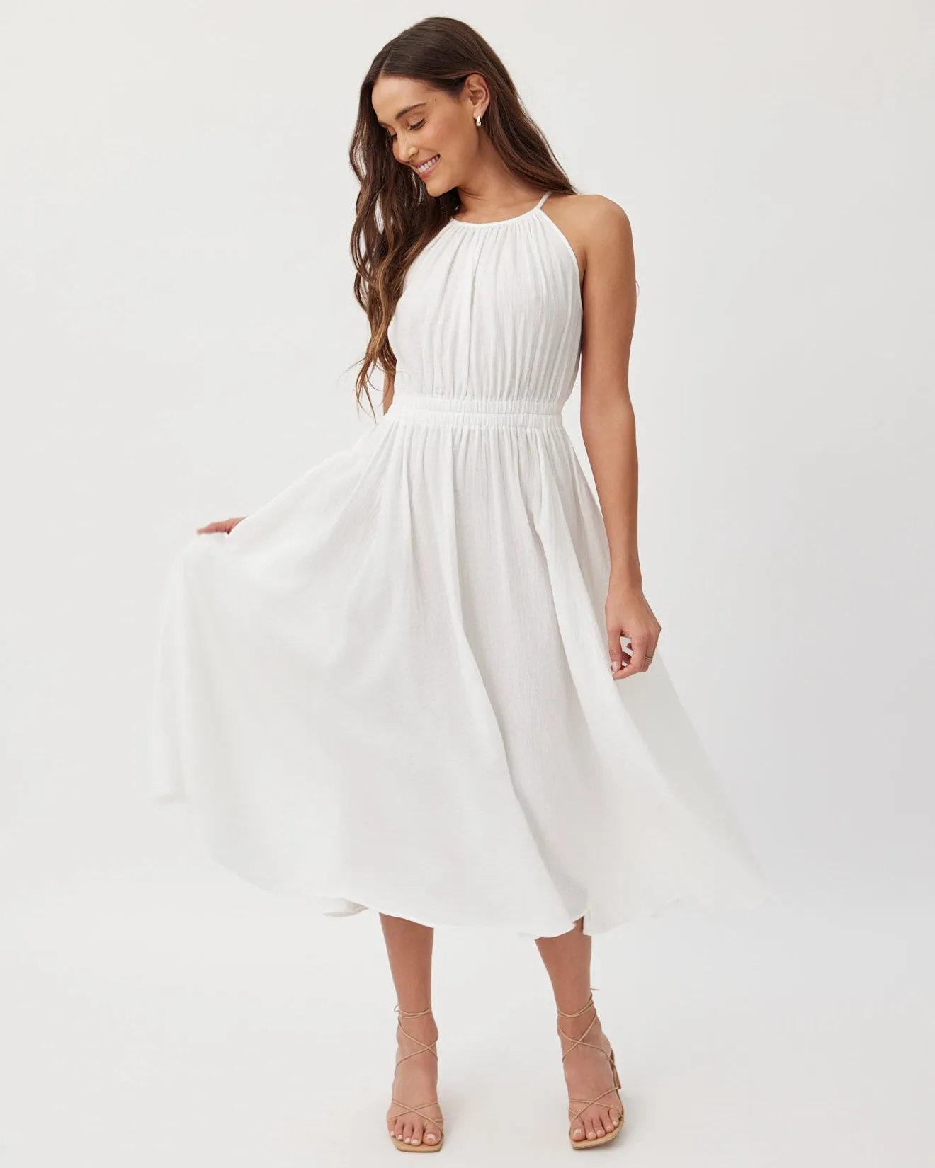 Cut Out Back Midi Halter Dress - White sold by Bella Dahl product image thumbnail 2