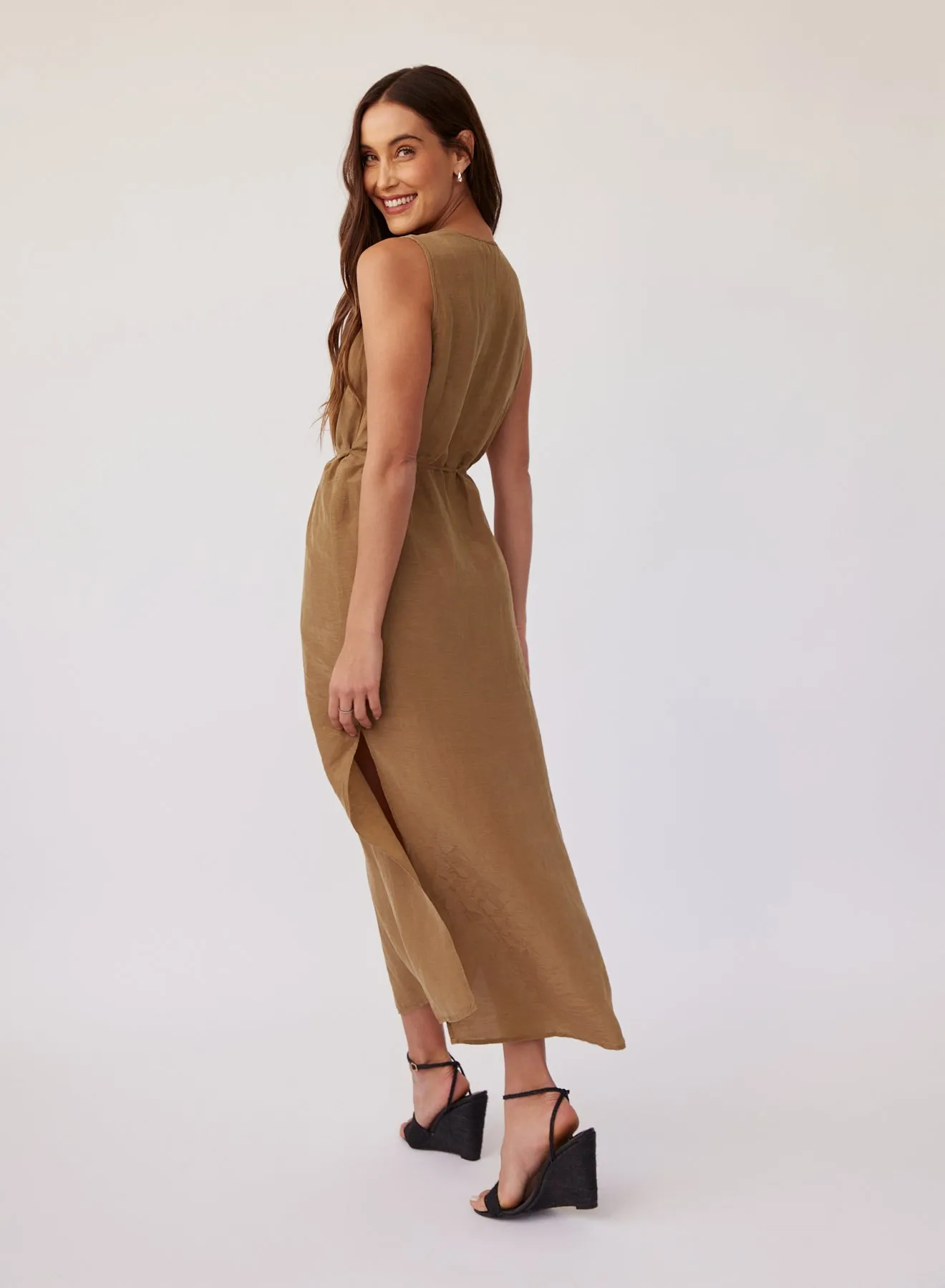 Sleeveless Belted Maxi Dress - Sahara Green sold by Bella Dahl product image thumbnail 3