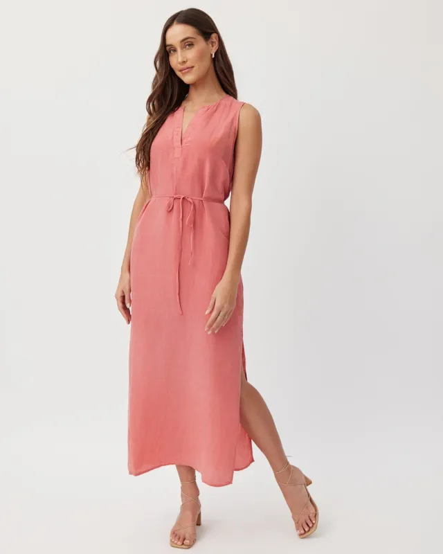 Sleeveless Belted Maxi Dress - Safi Coral sold by Bella Dahl