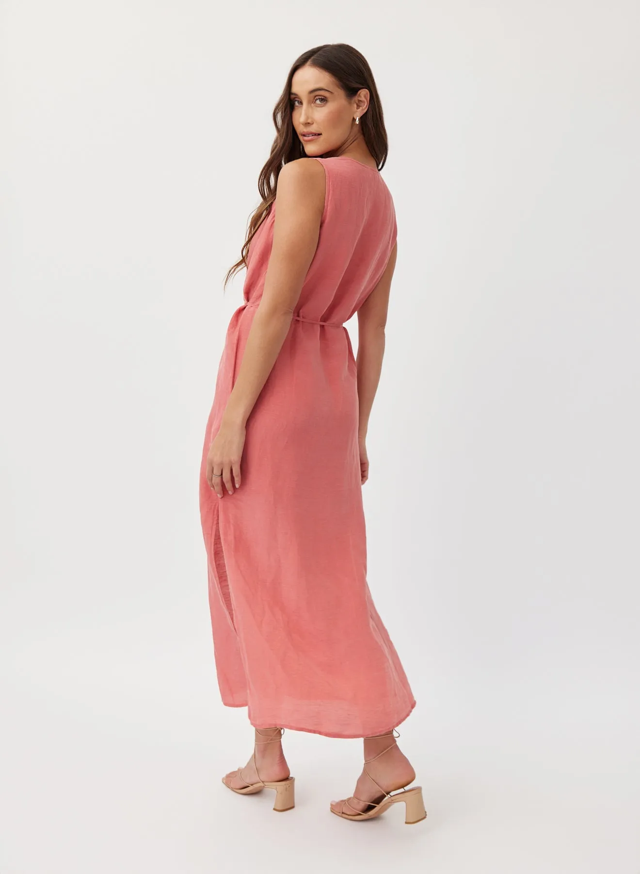 Sleeveless Belted Maxi Dress - Safi Coral sold by Bella Dahl product image thumbnail 3