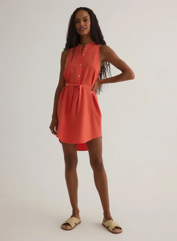 Sleeveless Placket Pullover Dress - Sicilian Orange sold by Bella Dahl