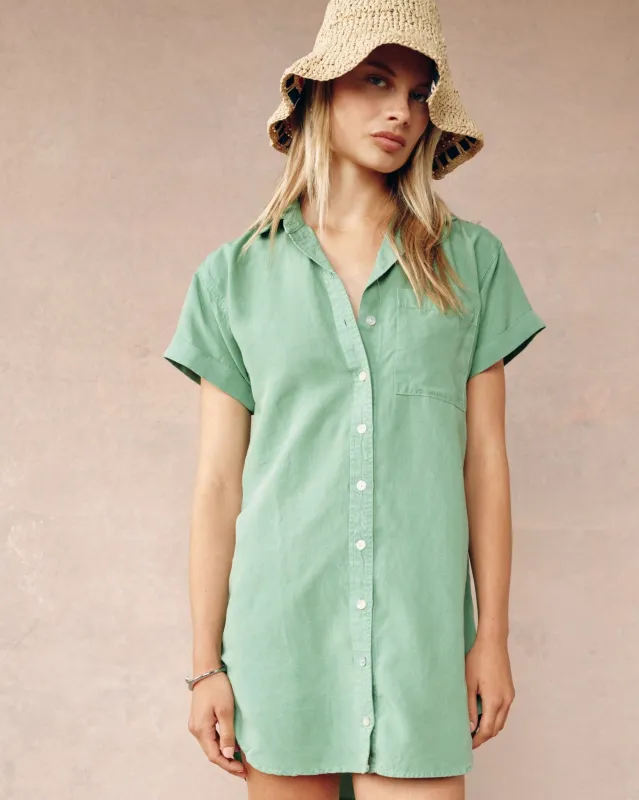 Roll Sleeve Pocket Shirt Dress - Summer Green sold by Bella Dahl