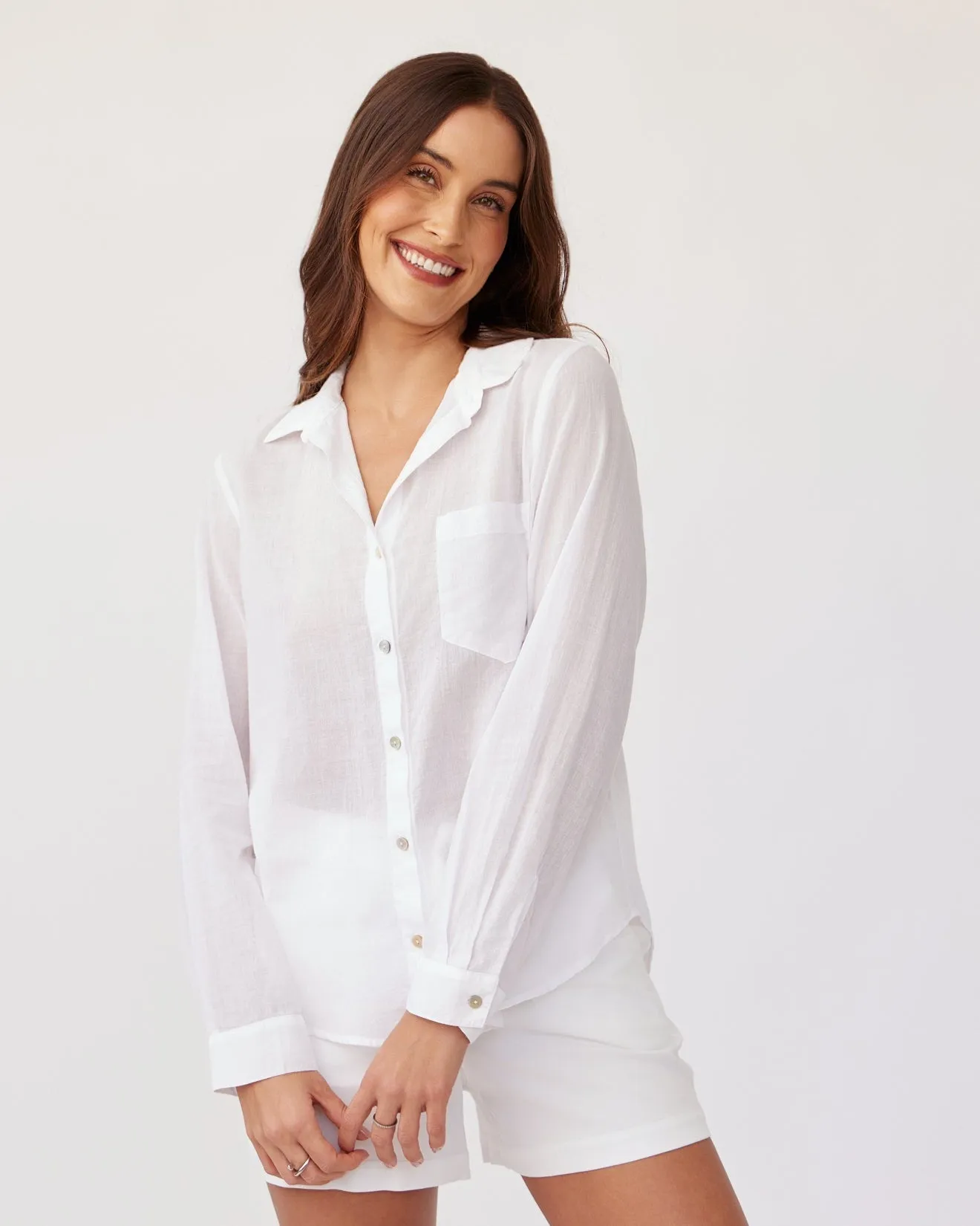 Pocket Button Down - White sold by Bella Dahl