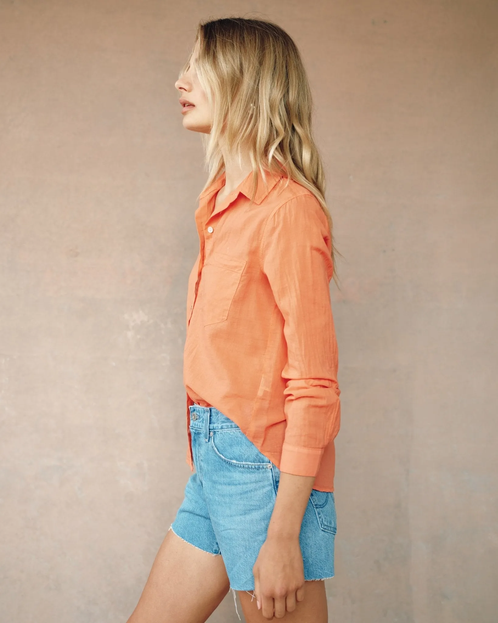 Pocket Button Down - Bright Tangerine sold by Bella Dahl product image thumbnail 5