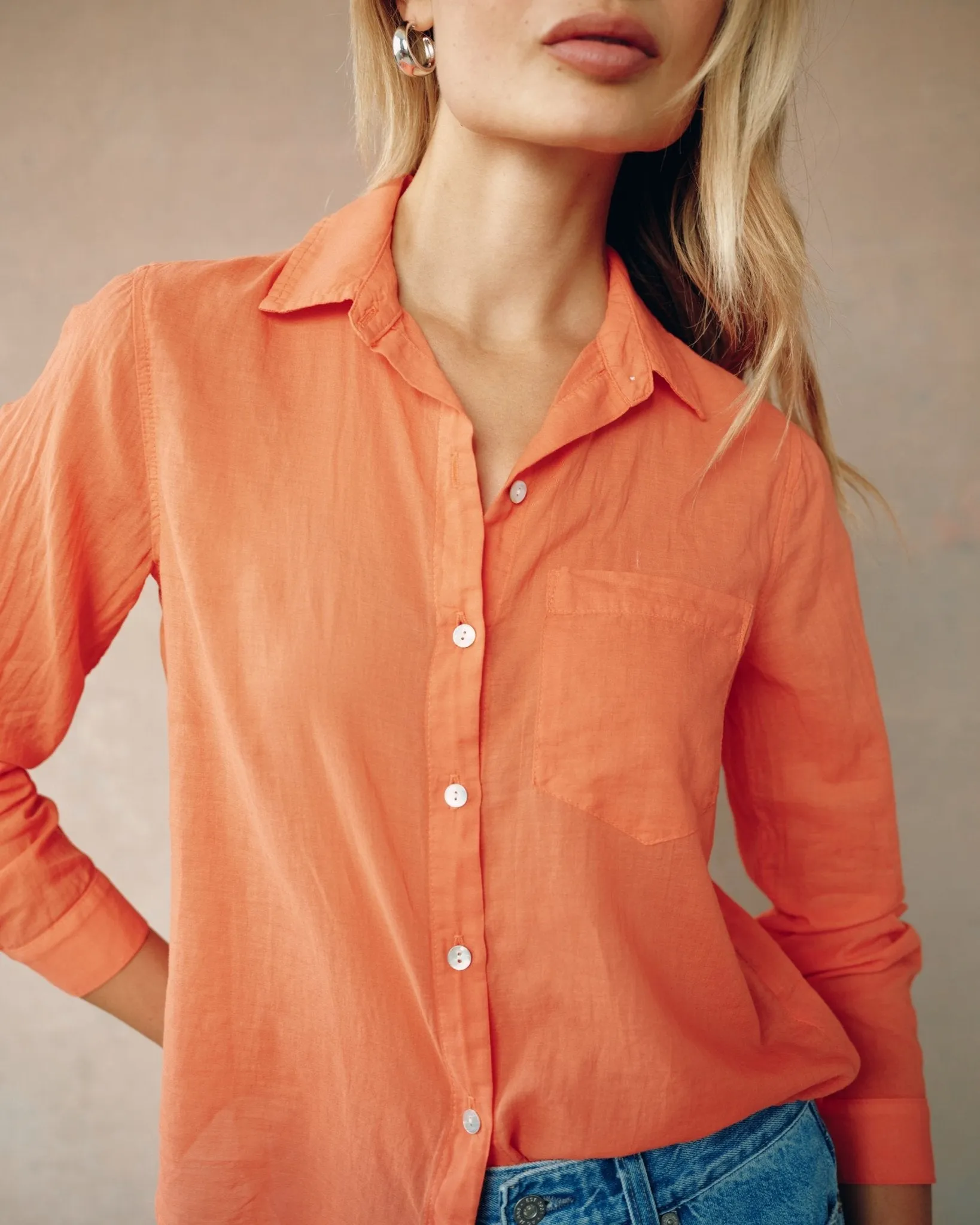 Pocket Button Down - Bright Tangerine sold by Bella Dahl product image thumbnail 3
