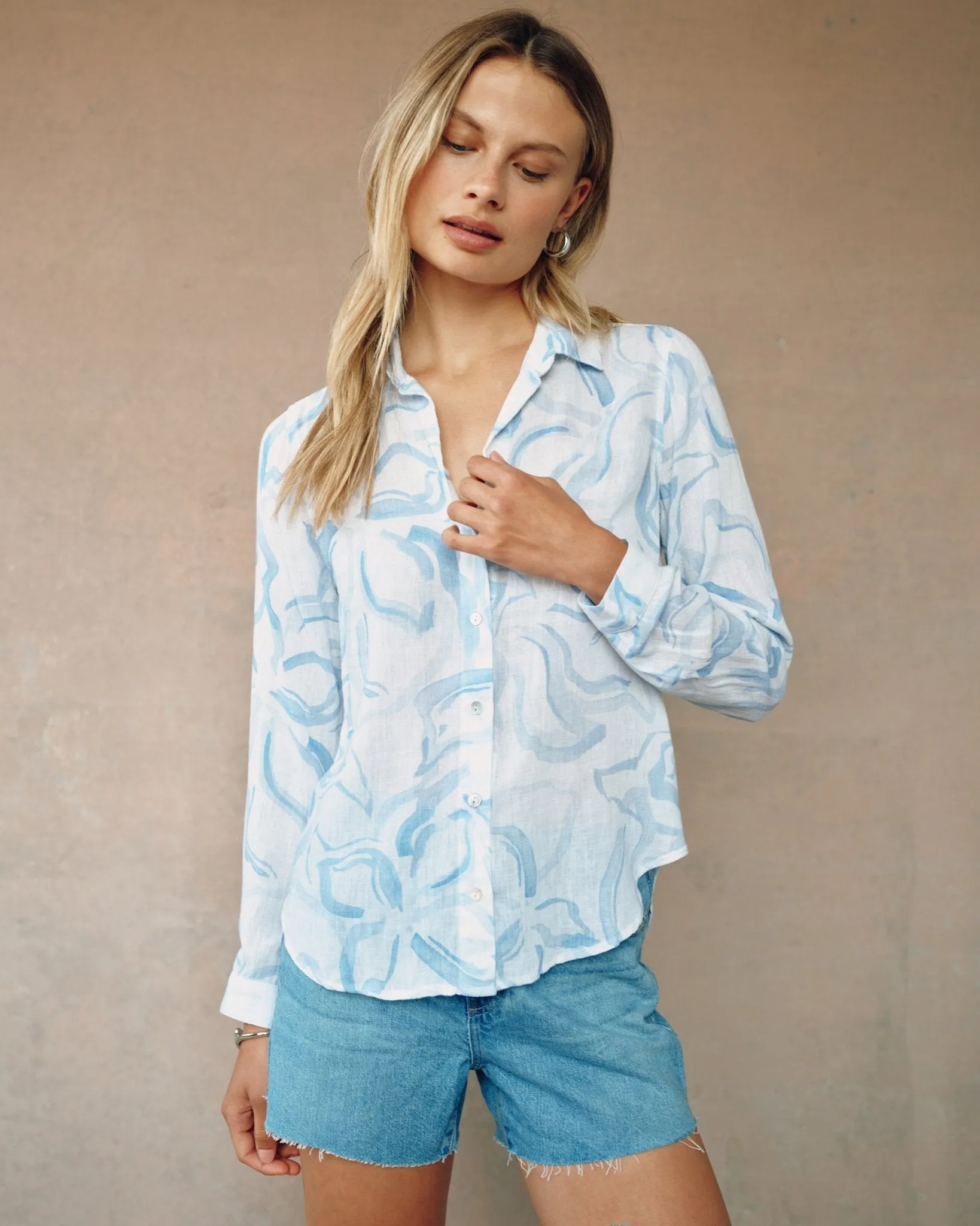 Classic Button Down - Waves Floral Print sold by Bella Dahl