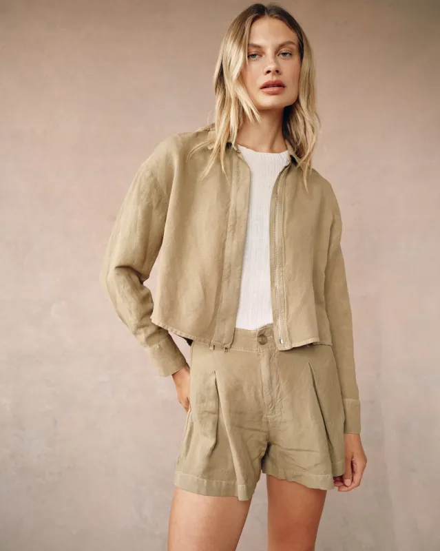 Oversized Cropped Shacket - Sahara Olive sold by Bella Dahl