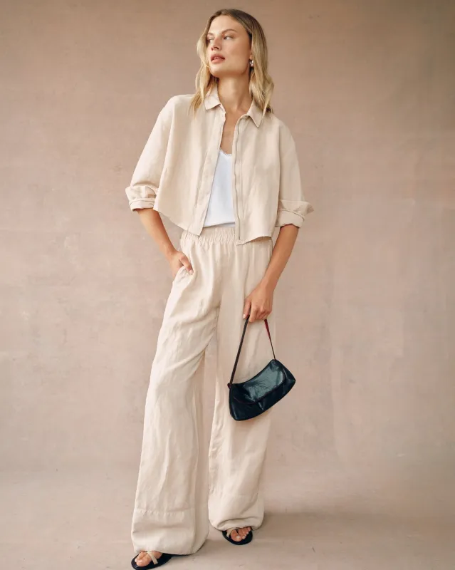 Oversized Cropped Shacket - Moroccan Sand sold by Bella Dahl