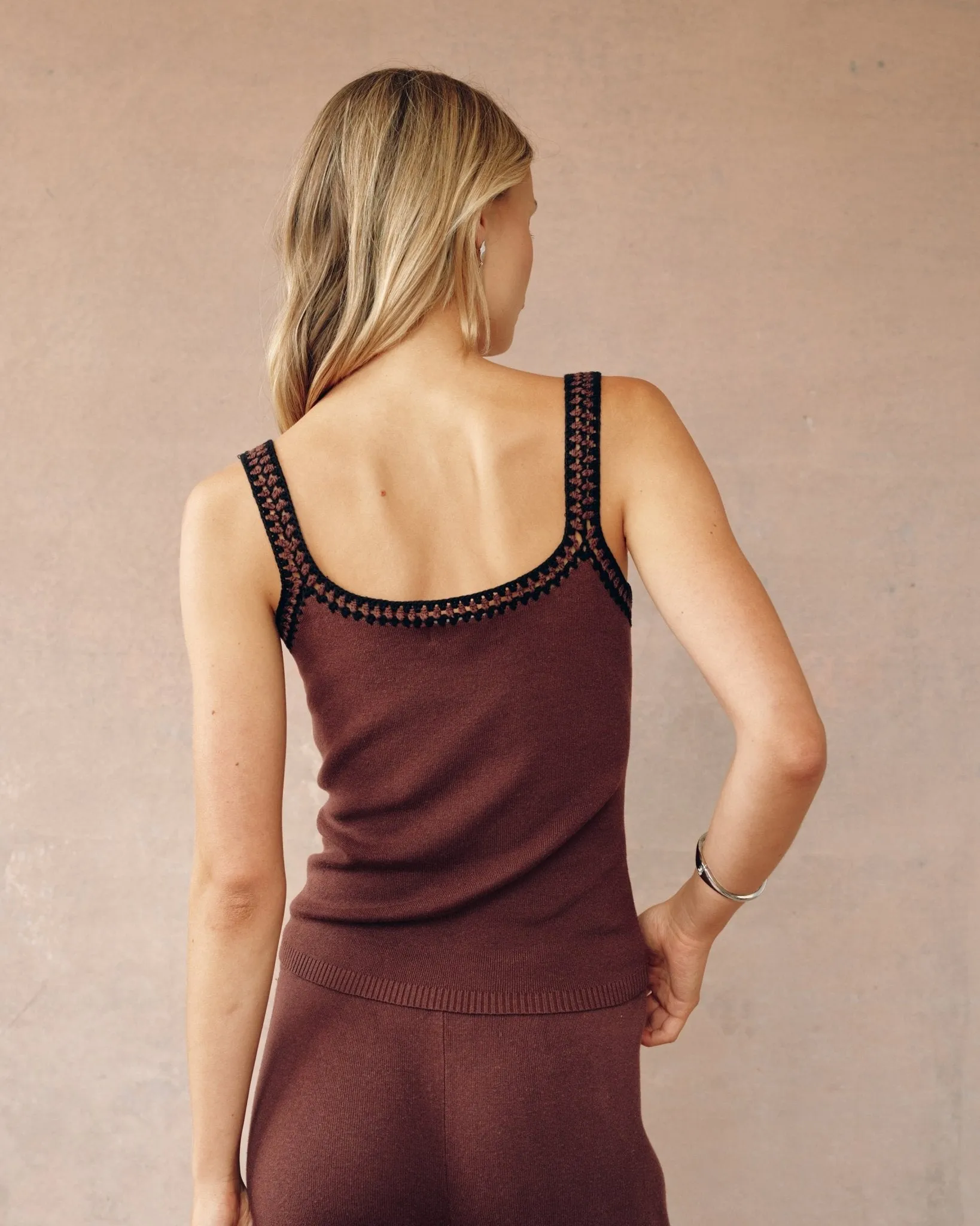 Crocheted Trim Sweater Top - Dune Brown sold by Bella Dahl product image thumbnail 3