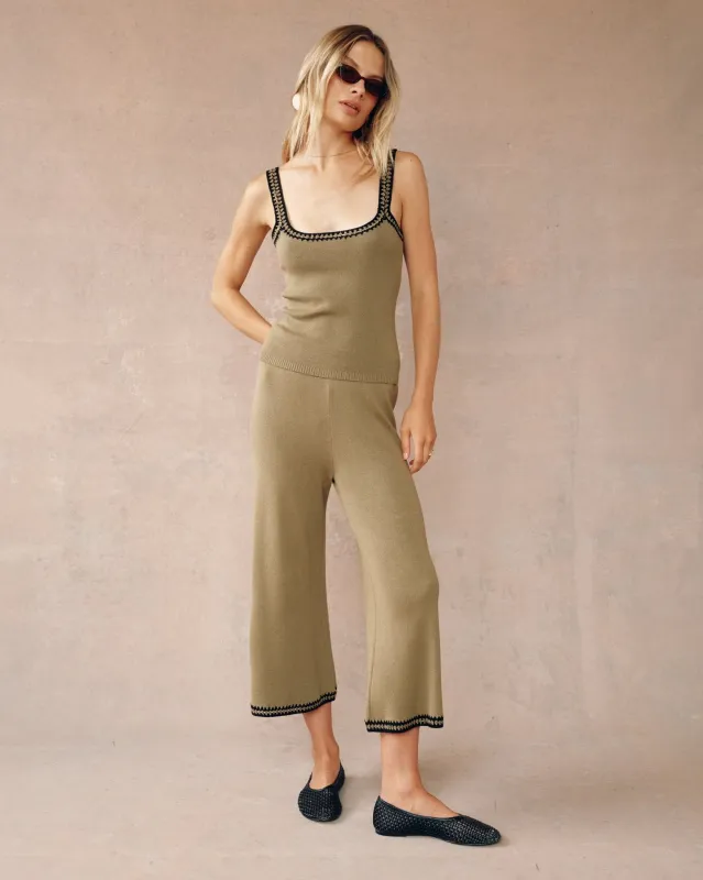 Crocheted Trim Sweater Top - Olive Oasis sold by Bella Dahl
