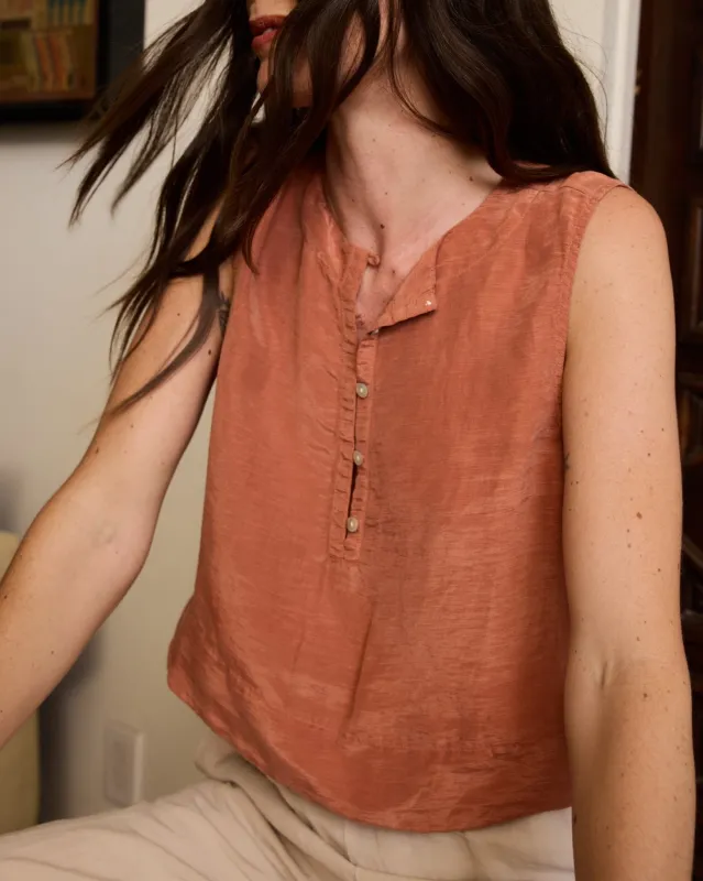 Sleeveless Half Placket Top - Spiced Sienna sold by Bella Dahl