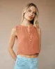 Sleeveless Half Placket Top - Spiced Sienna sold by Bella Dahl