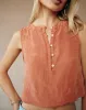 Sleeveless Half Placket Top - Spiced Sienna sold by Bella Dahl