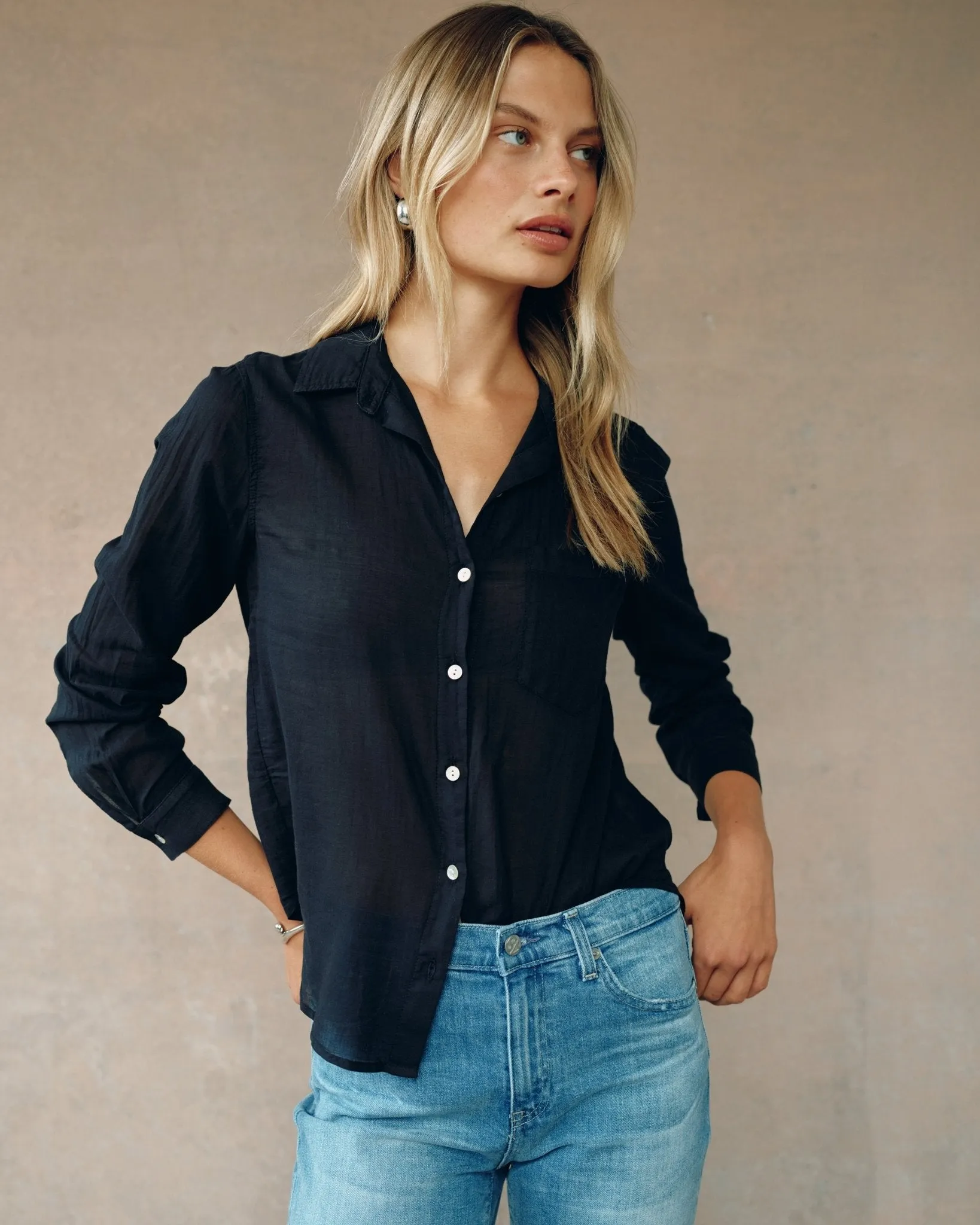 Pocket Button Down - Black sold by Bella Dahl