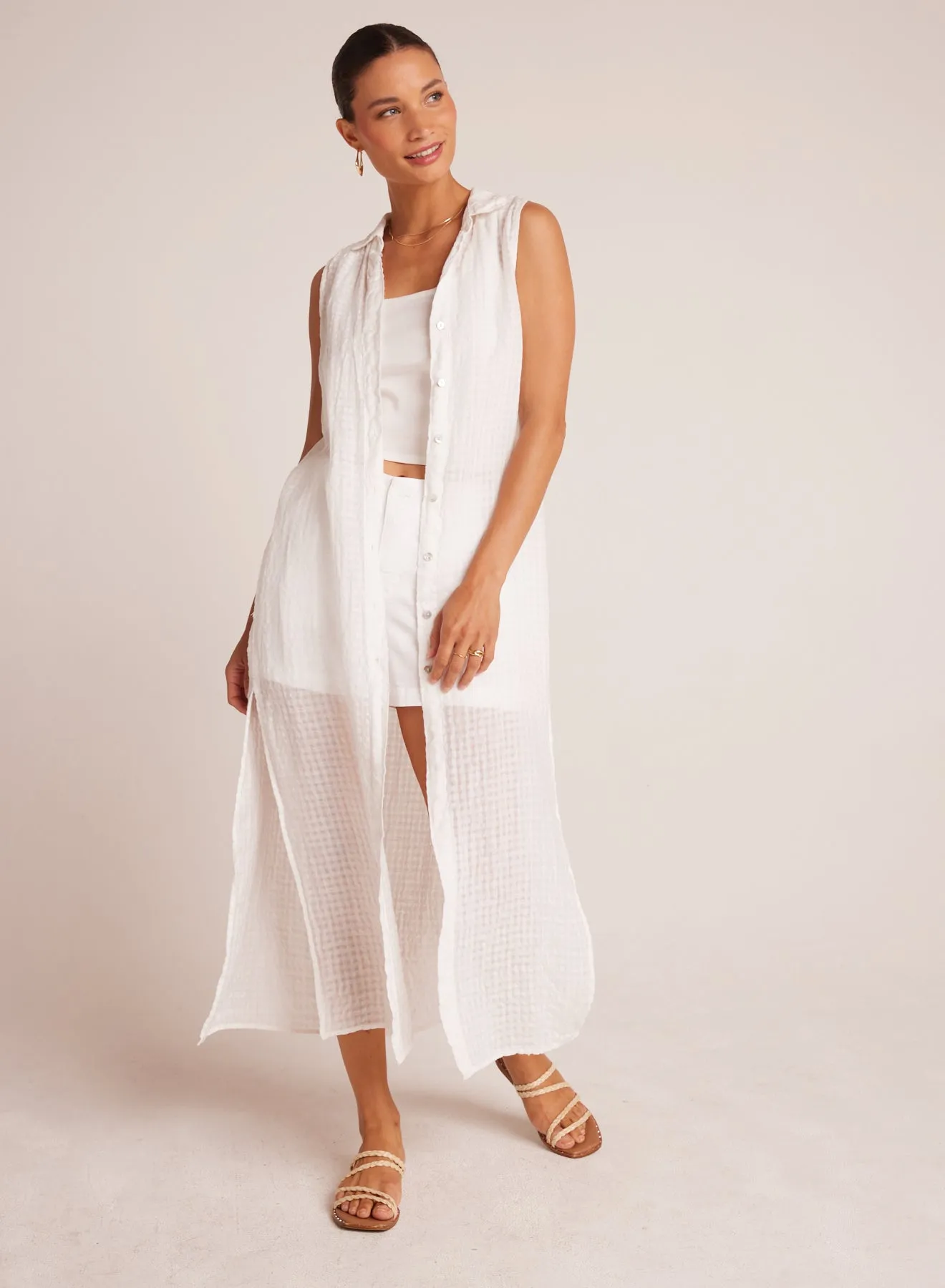 Side Slit Duster Dress - White sold by Bella Dahl product image thumbnail 2