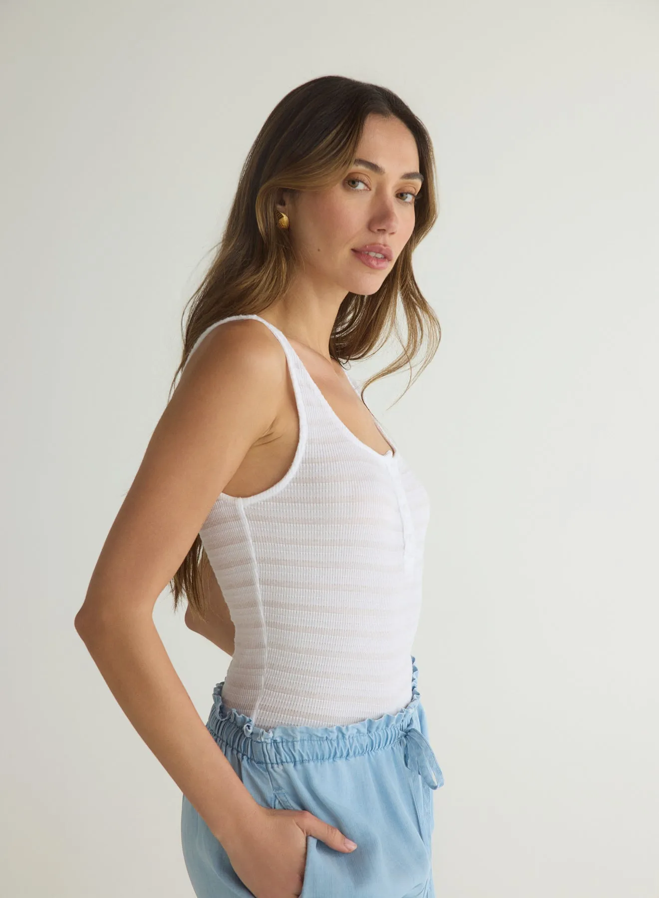 Tank Henley - White sold by Bella Dahl product image thumbnail 4