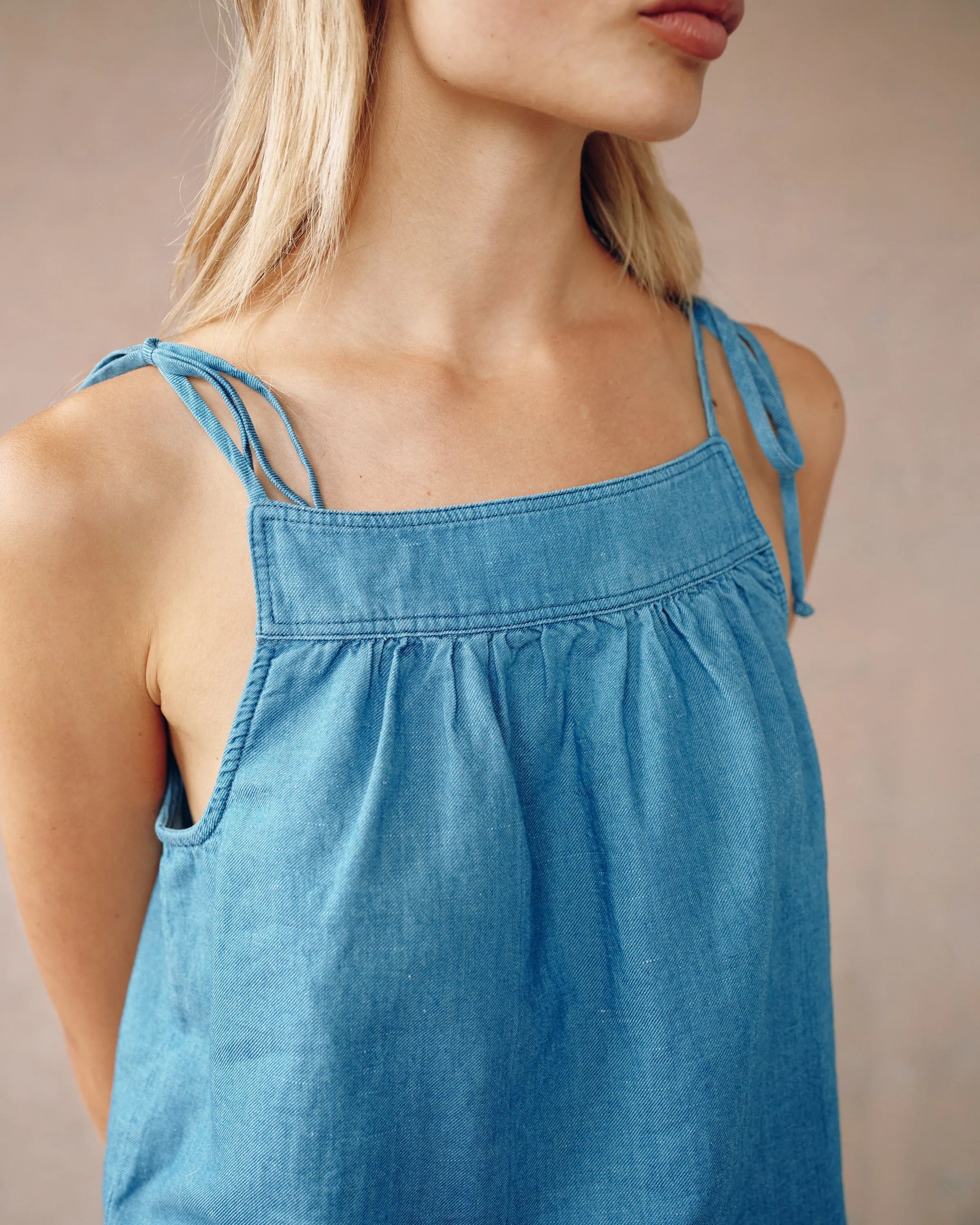 Tie Shoulder Tank - Bermuda Blue sold by Bella Dahl product image thumbnail 3