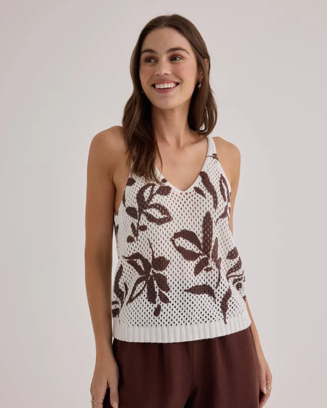 Sleeveless Sweater Top - Brown Palm Print sold by Bella Dahl