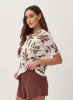 Short Sleeve Button Down Sweater - Brown Palm Print sold by Bella Dahl