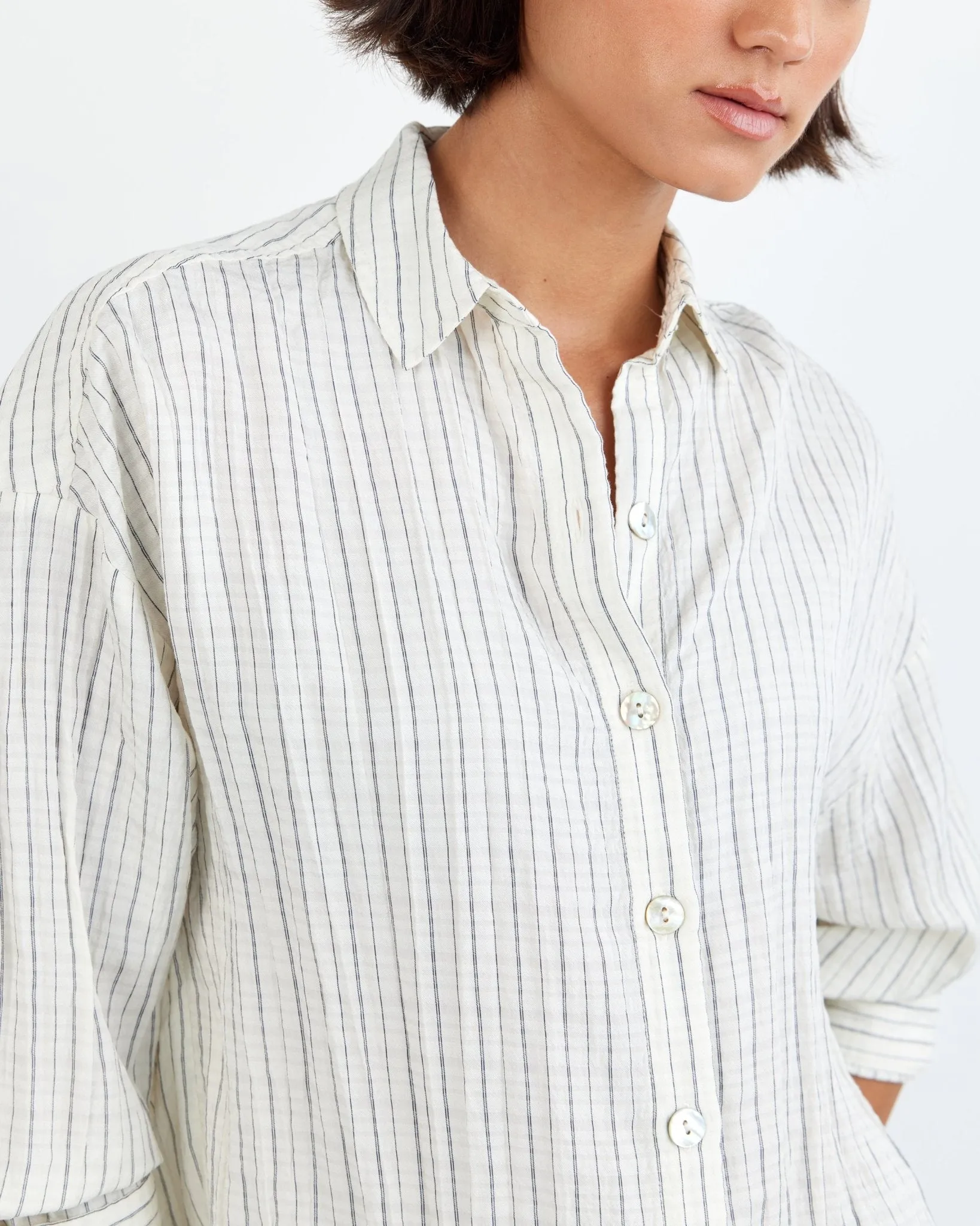 Boyfriend Button Down - Ecru/Black Pinstripe sold by Bella Dahl product image thumbnail 3