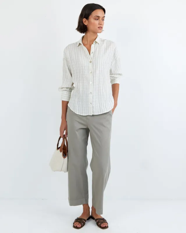Boyfriend Button Down - Ecru/Black Pinstripe sold by Bella Dahl