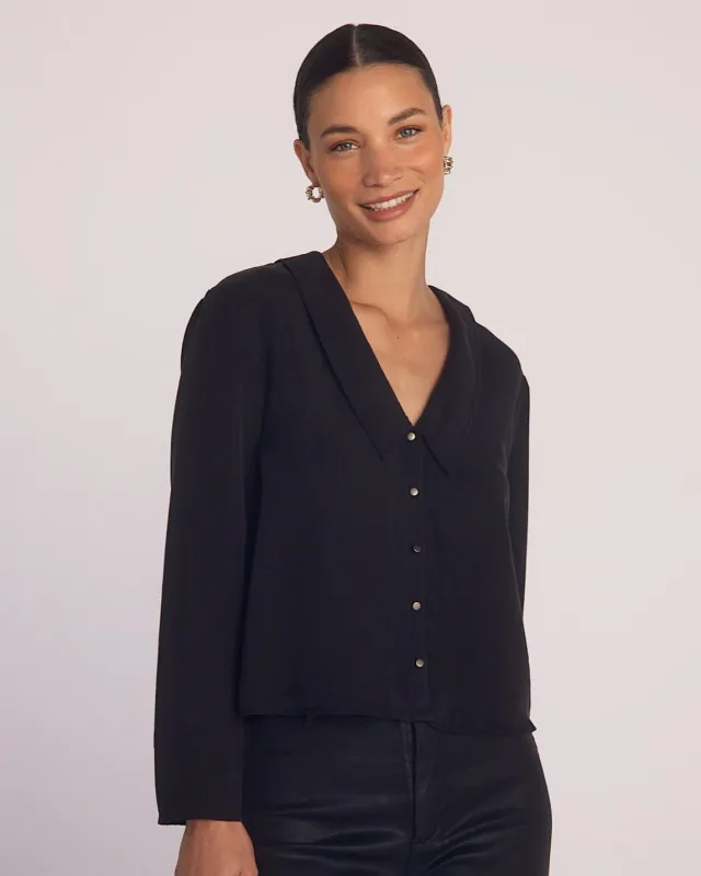 Oversized Collar Shirt - Black sold by Bella Dahl