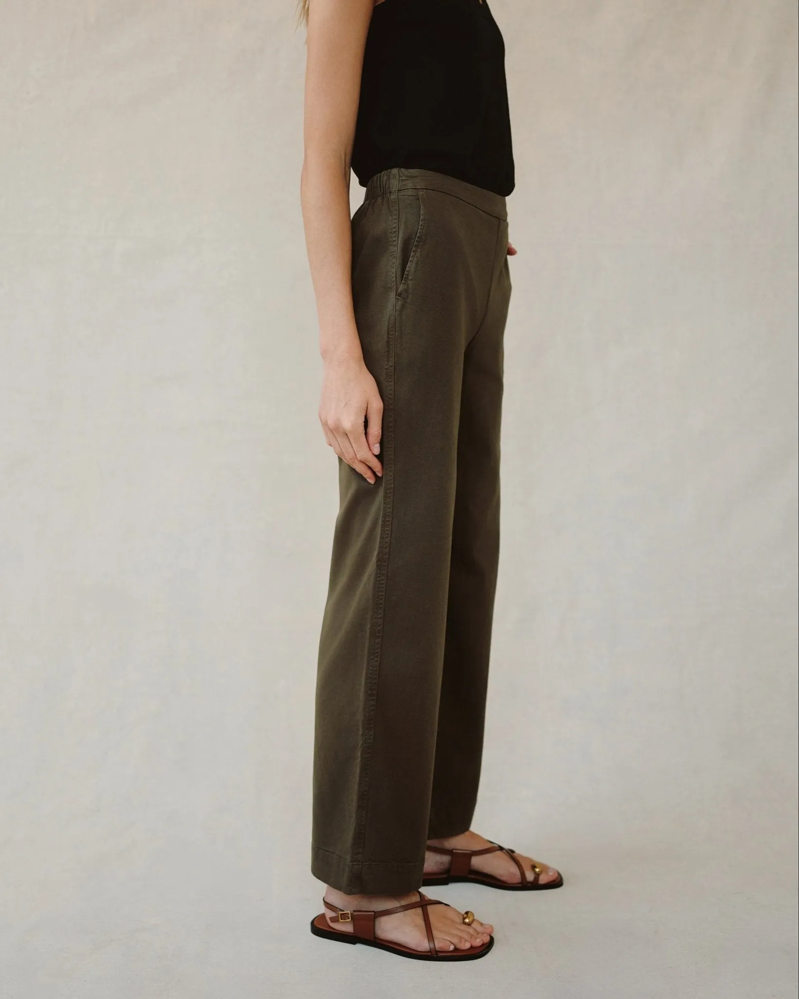 Catalina Clean Front Wide Leg Pant - Forest Army sold by Bella Dahl product image thumbnail 3