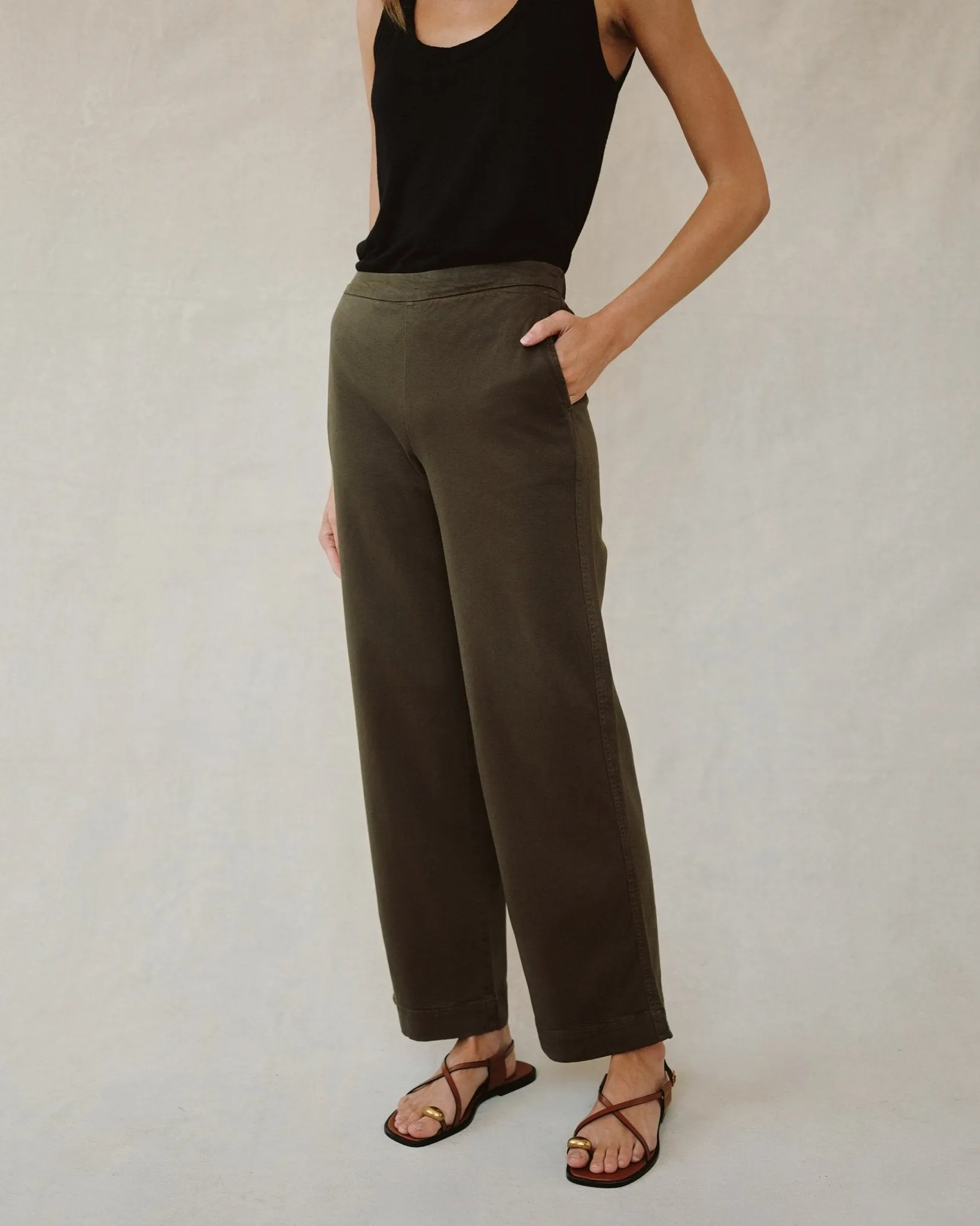 Catalina Clean Front Wide Leg Pant - Forest Army sold by Bella Dahl product image thumbnail 2