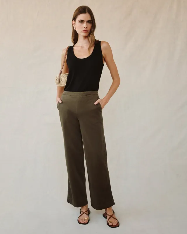Catalina Clean Front Wide Leg Pant - Forest Army sold by Bella Dahl
