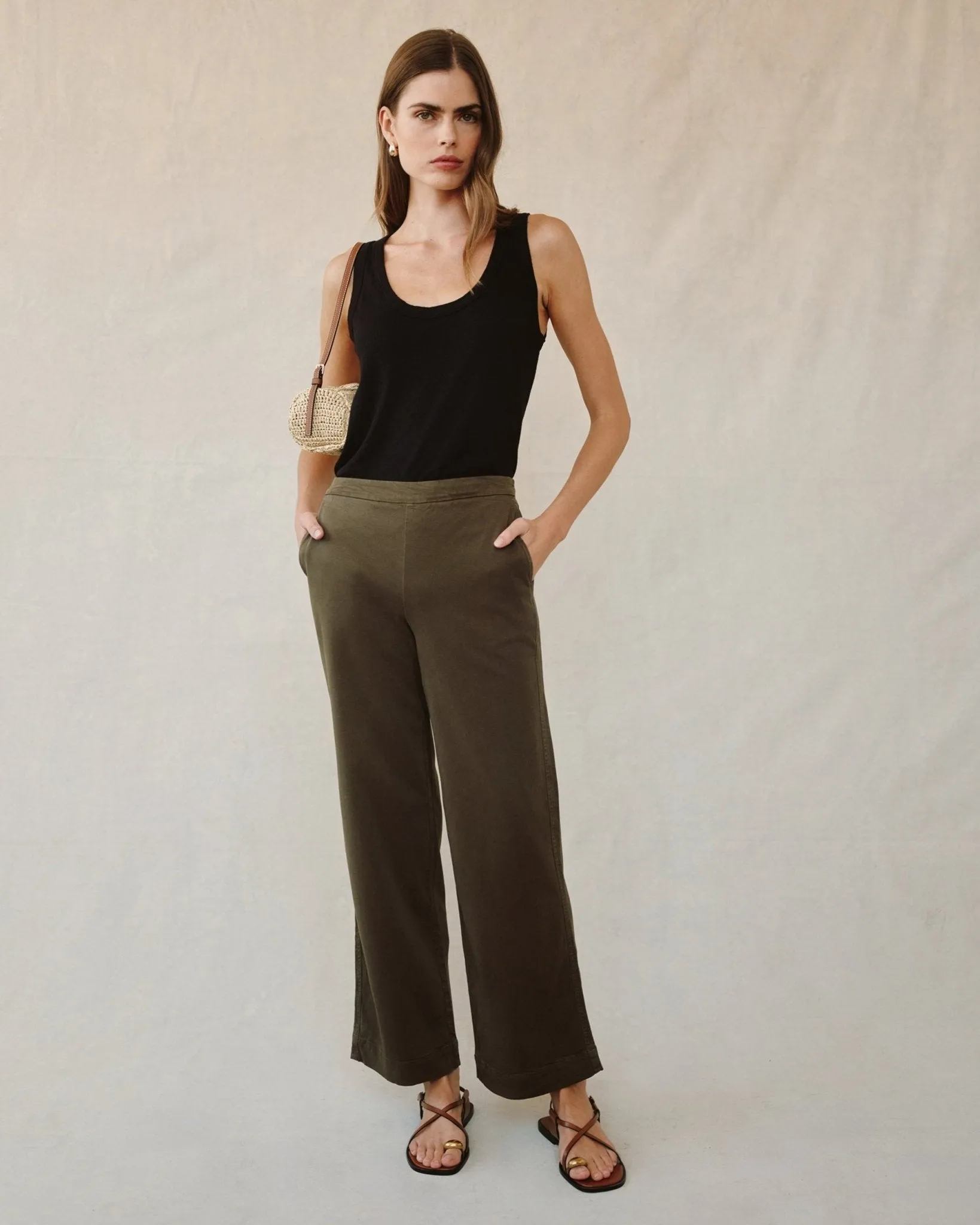 Catalina Clean Front Wide Leg Pant - Forest Army sold by Bella Dahl