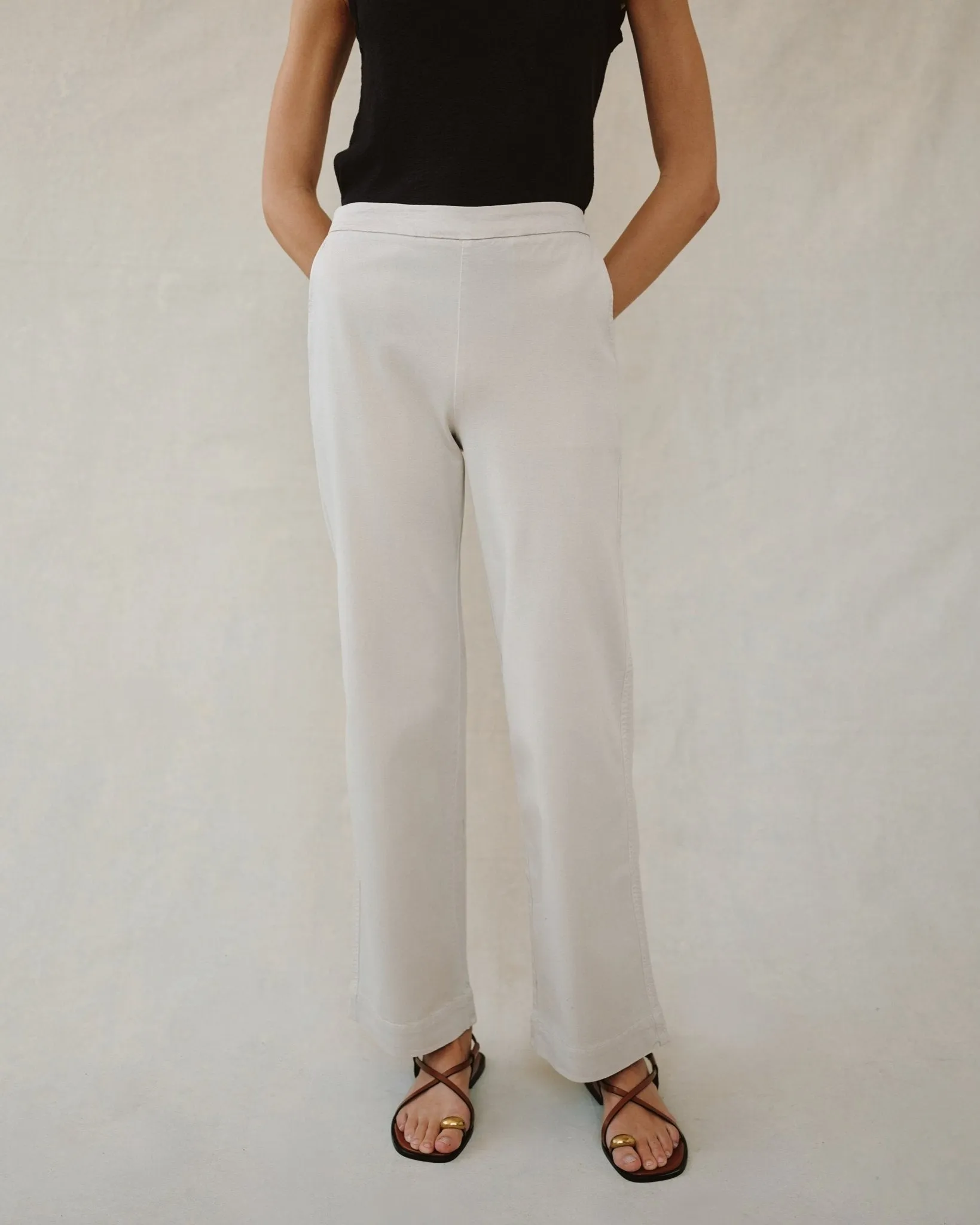 Catalina Clean Front Wide Leg Pant - Ivory Stone sold by Bella Dahl