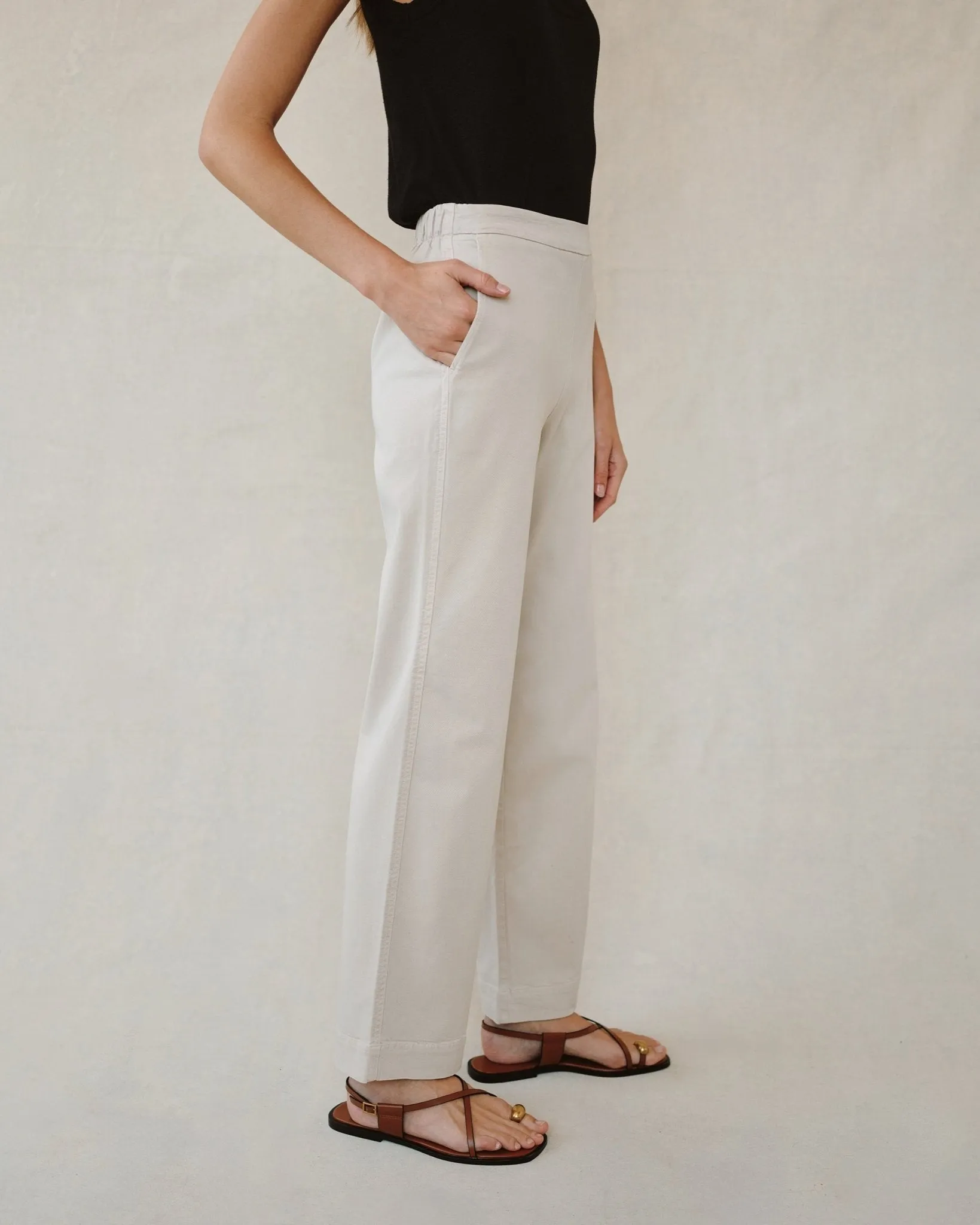 Catalina Clean Front Wide Leg Pant - Ivory Stone sold by Bella Dahl product image thumbnail 3