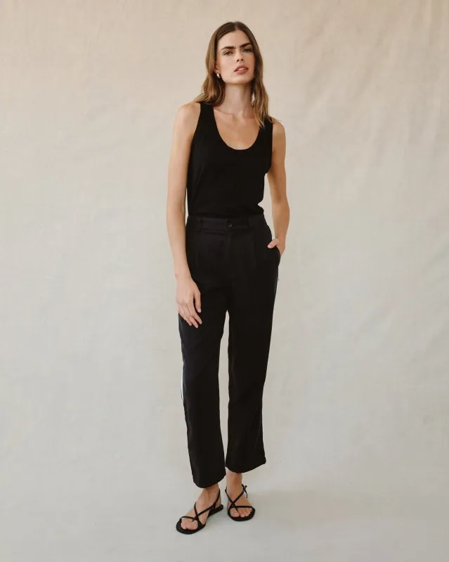 Piped Trouser Pant - Black sold by Bella Dahl