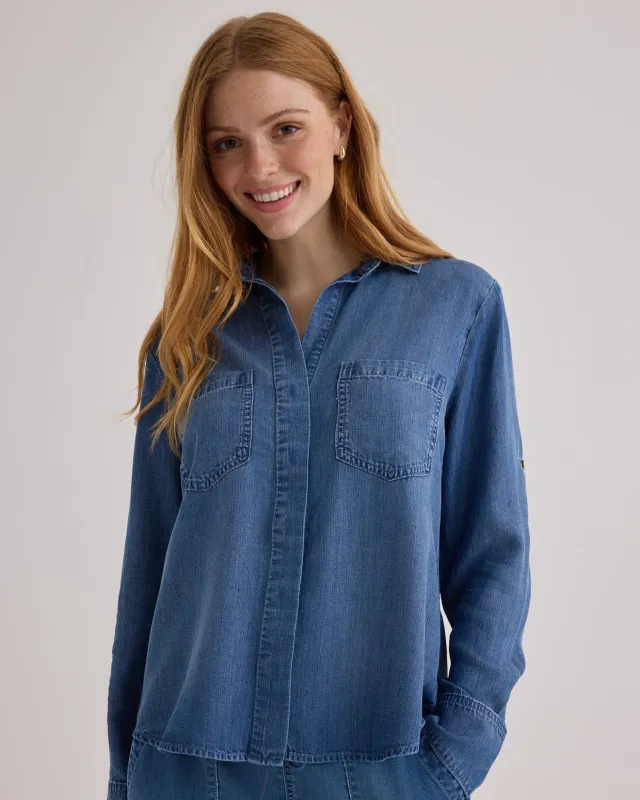 Split Back Button Down - Skyline Spray Wash sold by Bella Dahl