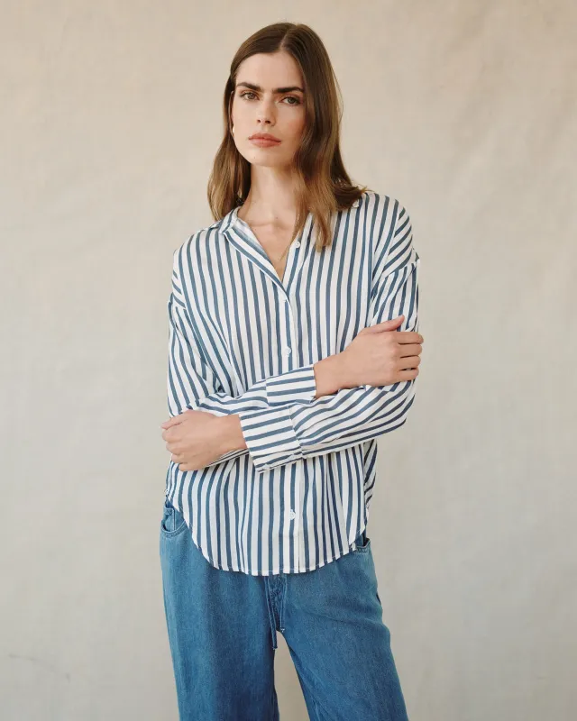 Stripe Oversized Button Down - Denim Blue Stripe sold by Bella Dahl