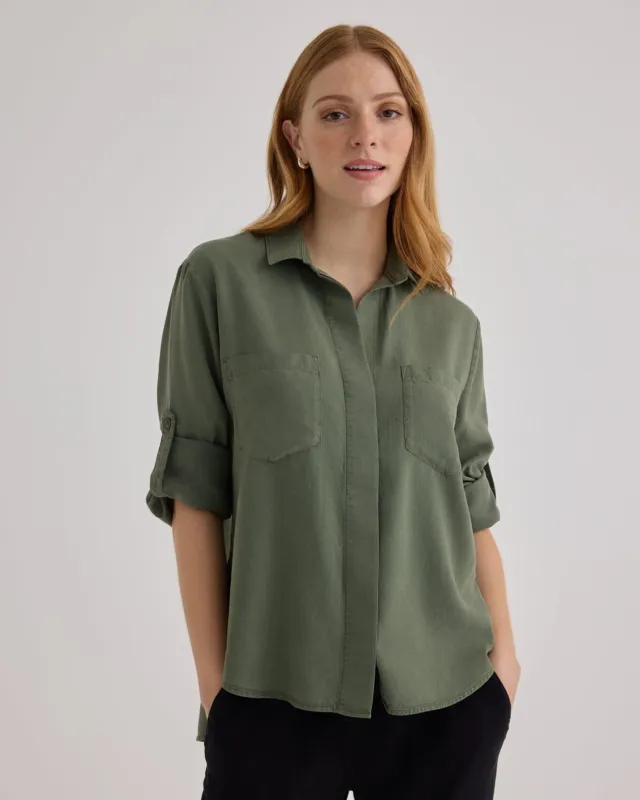 Split Back Button Down - Fernwood sold by Bella Dahl