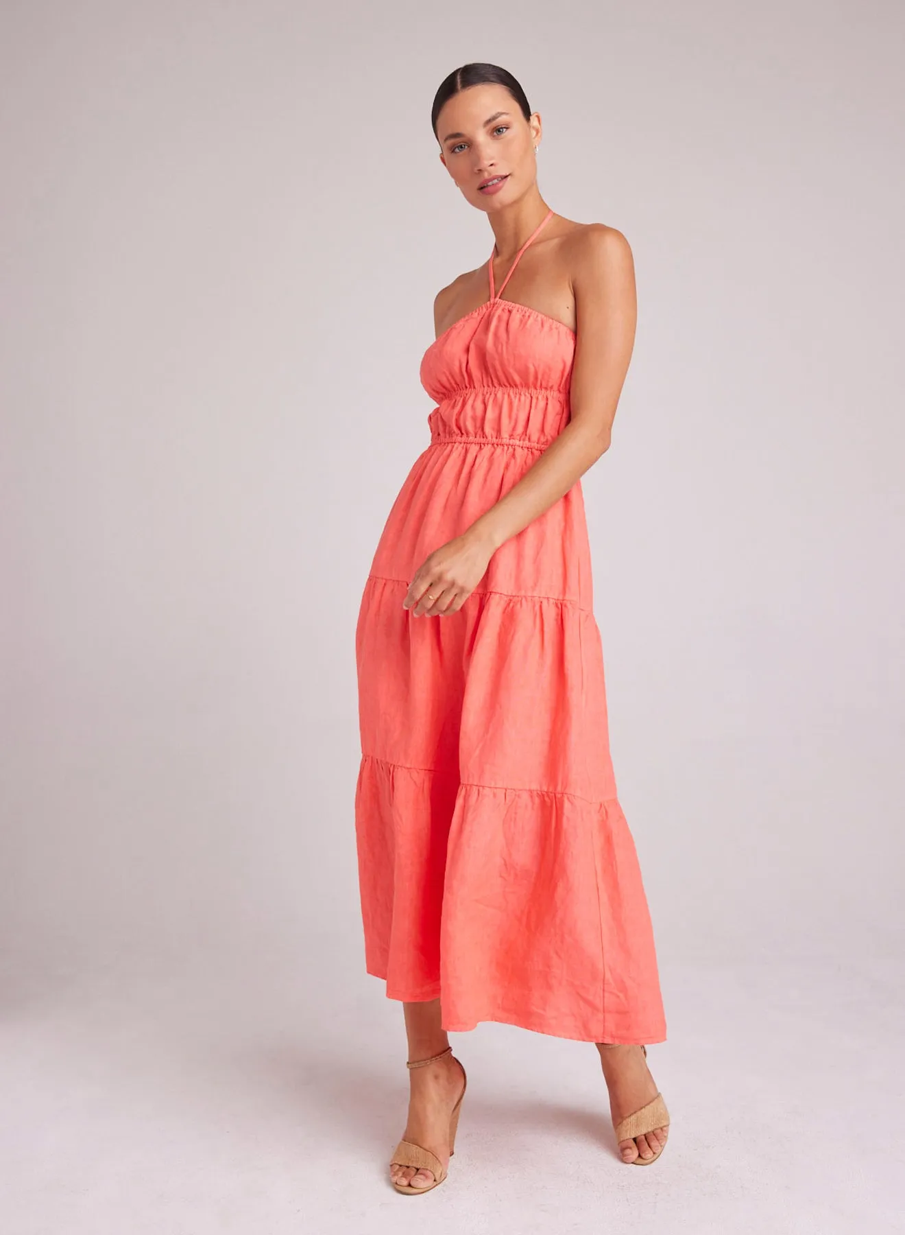 Gathered Halter Midi Dress - Hibiscus Bloom sold by Bella Dahl product image thumbnail 4