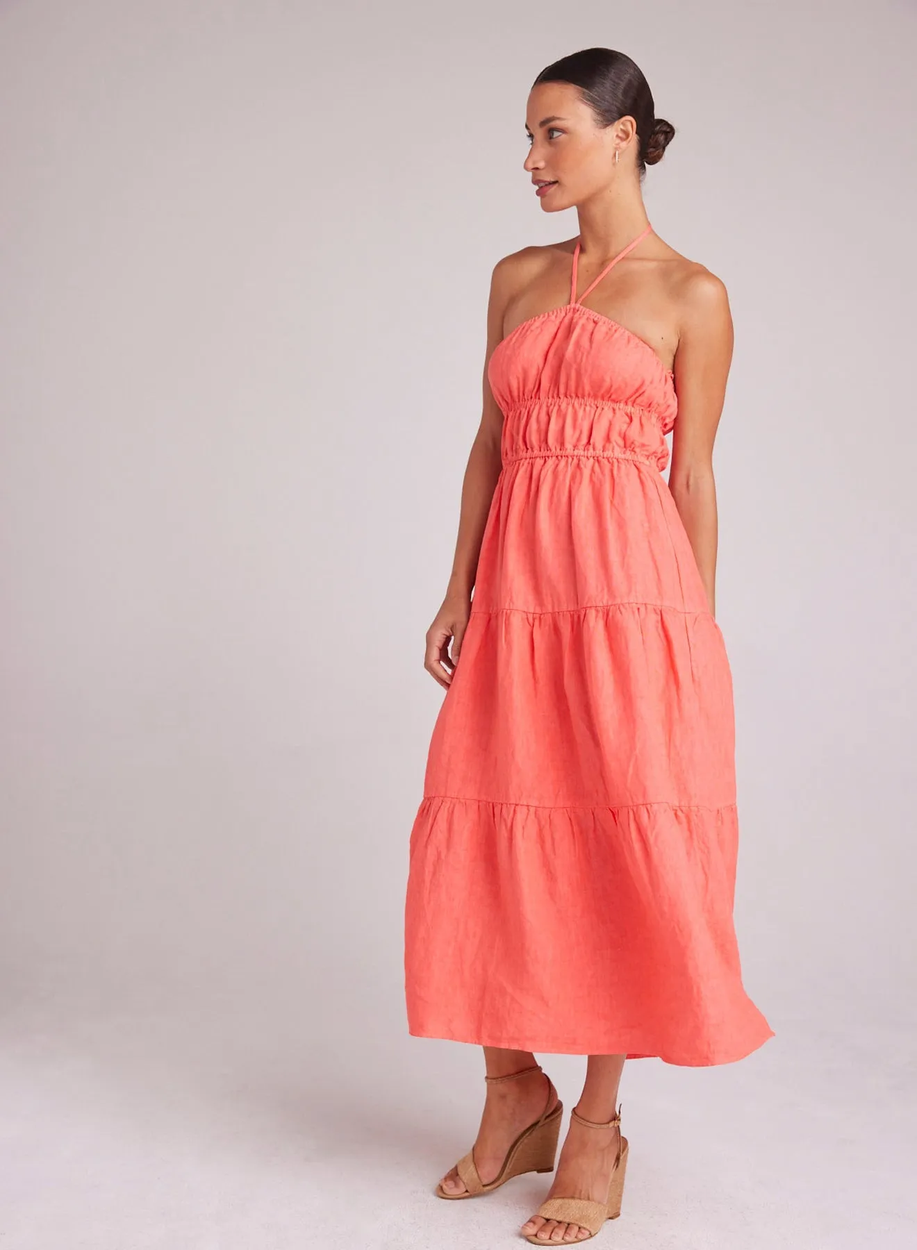 Gathered Halter Midi Dress - Hibiscus Bloom sold by Bella Dahl product image thumbnail 2