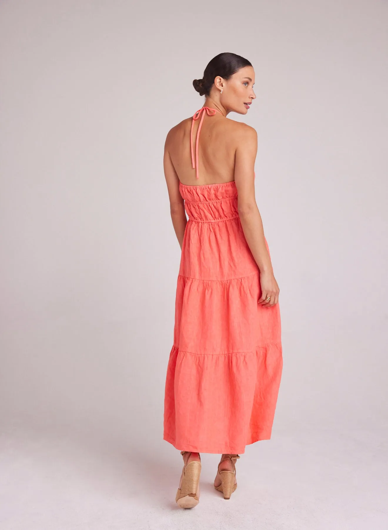 Gathered Halter Midi Dress - Hibiscus Bloom sold by Bella Dahl product image thumbnail 3