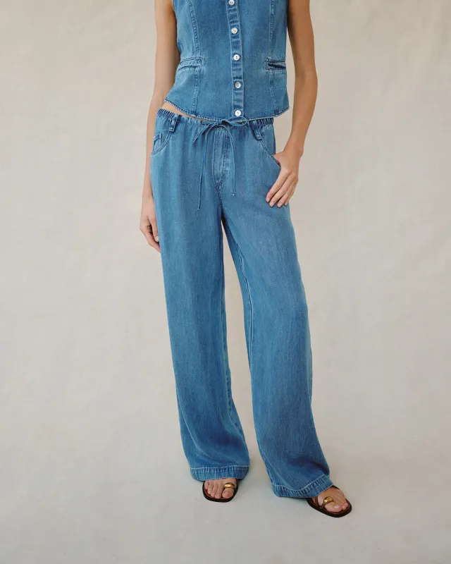 Drawstring Jean - Medium Vintage Wash sold by Bella Dahl